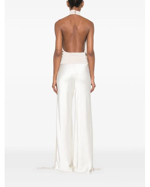 Francesco Murano White Halterneck Draped-Detail Top