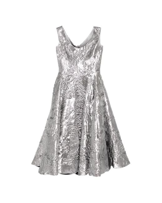 Isabel Sanchis Gray All-Over Floral Print Dress
