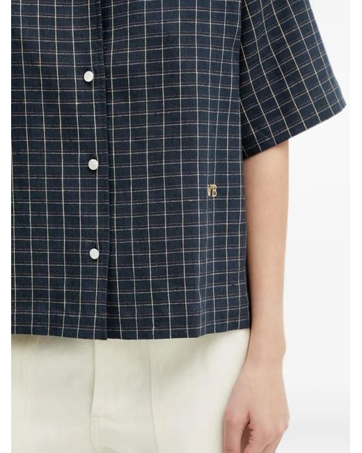 Wales Bonner Blue London Bowling Check-Print Short-Sleeve Shirt