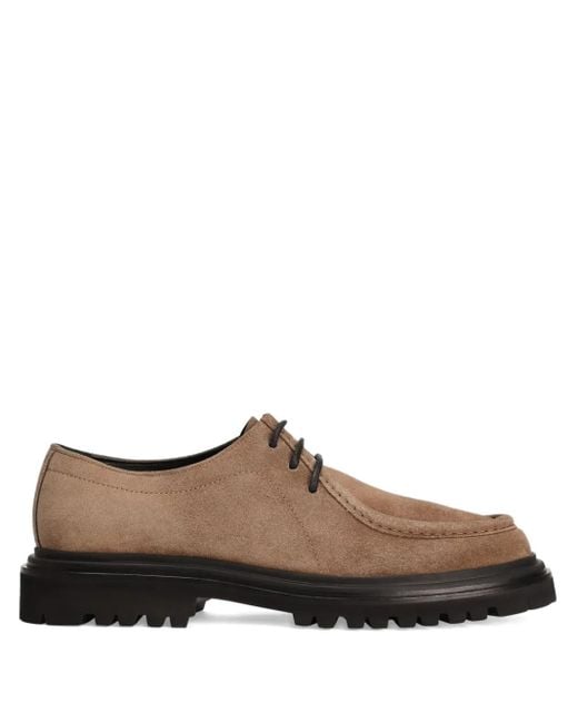 Dolce & Gabbana Brown Suede Derby Shoes With Lace-Up Design for men