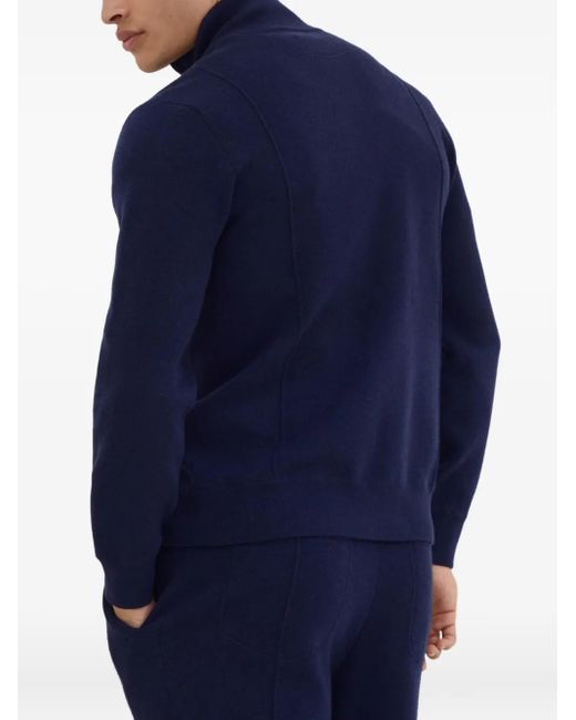 Brunello Cucinelli Bestickter Cardigan mit Reißverschluss in Blue für Herren