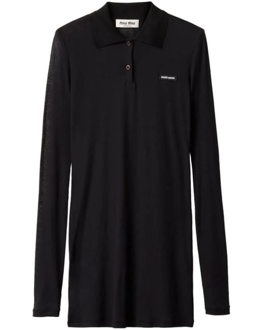 Miu Miu Black Ribbed-Knit Mini Dress