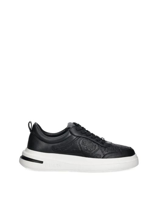 Guess Black Embossed-Detail Sneakers for men