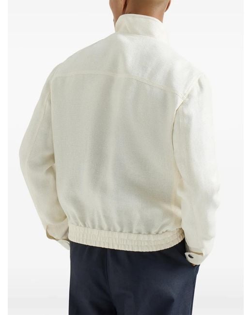 Brunello Cucinelli White Outerwear Jacket With Stand Collar for men