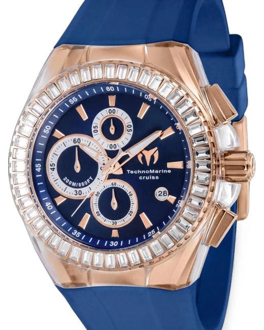TechnoMarine Blue Cruise Crystal-Embellished 45Mm Watch for men