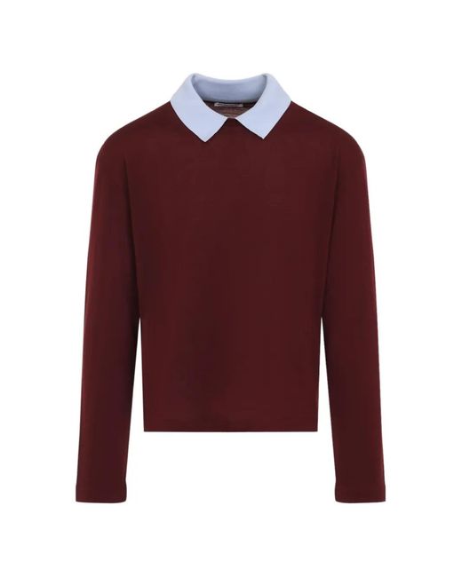Jil Sander Red Polo À Col Contrastant for men