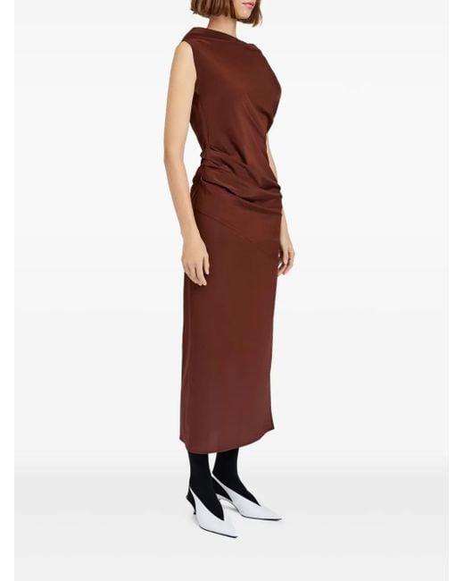 Proenza Schouler Purple Draped Cowl-Neck Midi Day Dress