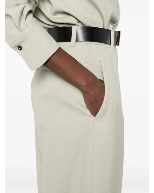 Victoria Beckham White Pleated Trousers