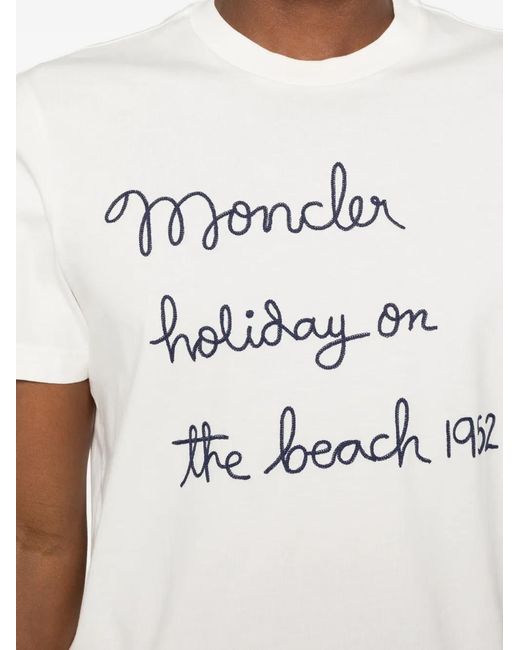 Moncler White Anchor Print T-Shirt for men