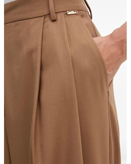 Fracomina Brown Pleated Wide-Leg Trousers