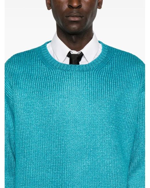 Valentino Garavani Blue High-Shine Finish Sweater for men