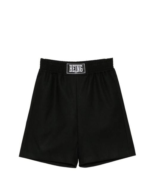 Sacai Black Logo-Patch Shorts for men