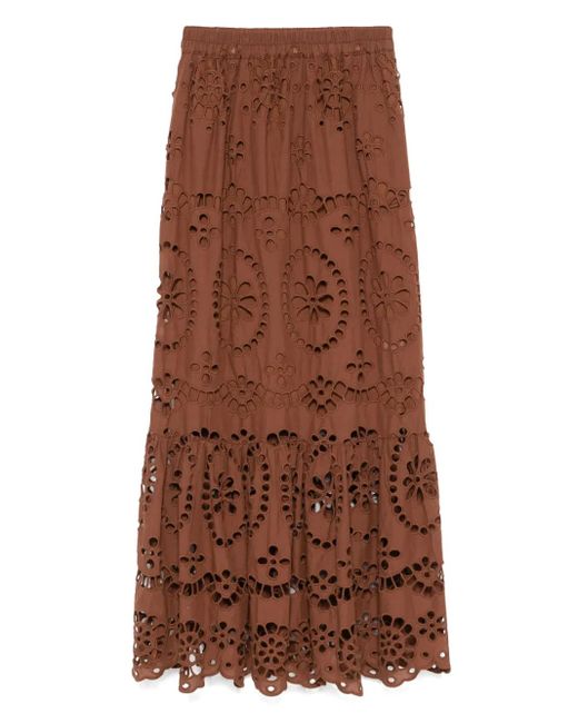 Mc2 Saint Barth Brown Broderie-Anglaise Skirt