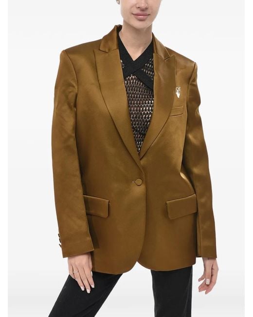 Off-White c/o Virgil Abloh Green Satin Flap-Pocket Blazer