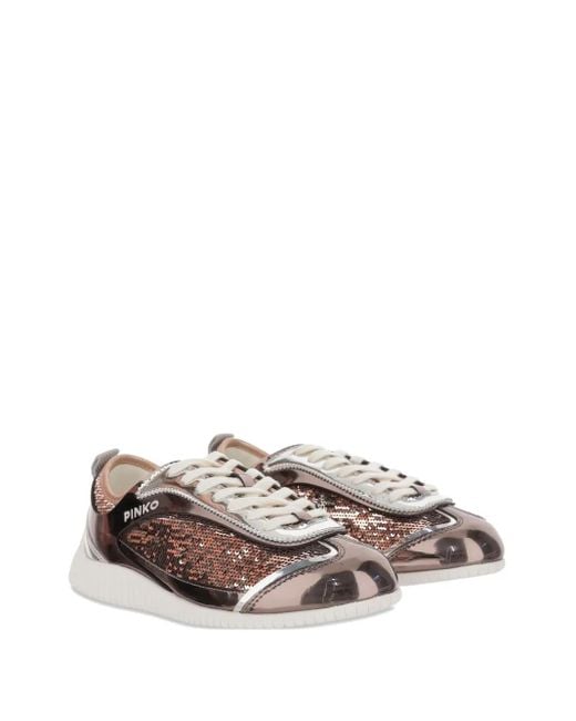 Pinko Multicolor Sequin Leather Sneakers