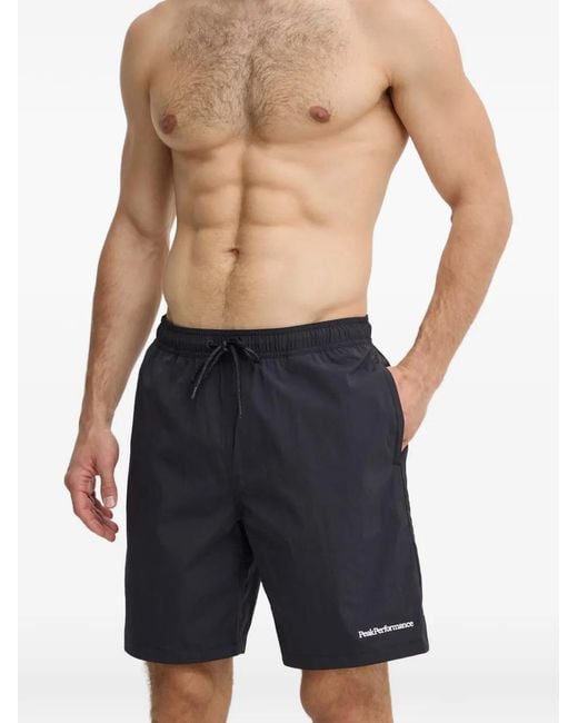 Peak Performance Blue Logo-Embroidered Drawstring Swim Shorts for men