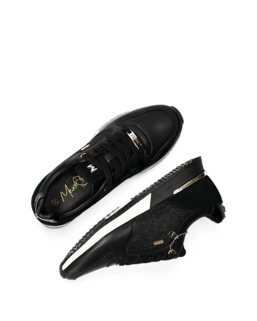 Mexx Black Glitter-Panelled Charm-Detail Sneakers