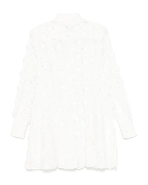 MSGM White 3D-Detail Mini Dress