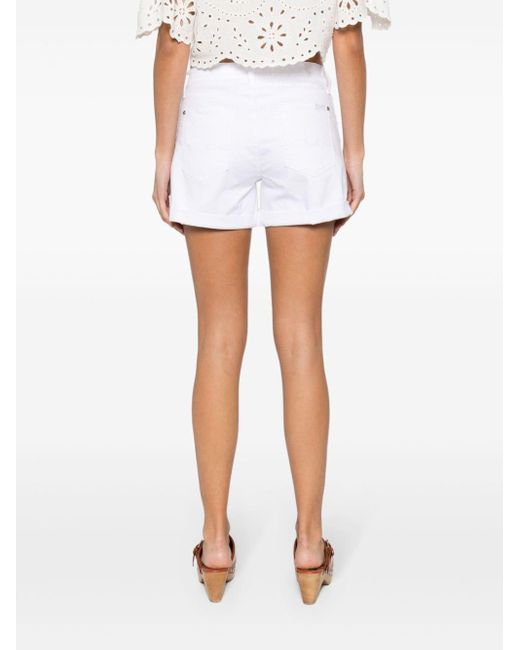 7 For All Mankind White Logo-patch Twill Shorts