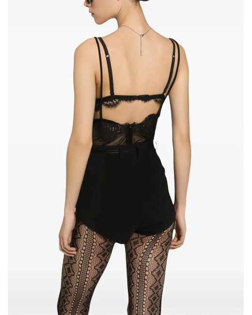 Dolce & Gabbana Black Lace-Trimmed Tank Top