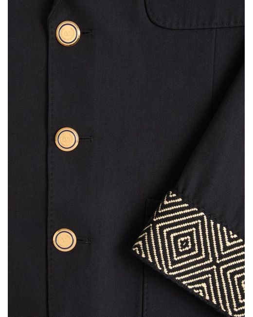 Valentino Garavani Black Jacquard-Trim Single-Breasted Blazer for men