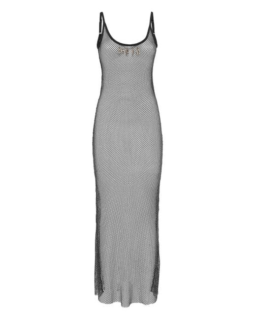 Philipp Plein Gray Long Dress Charms Crystal