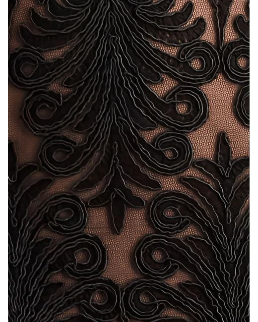 Tadashi Shoji Black Off-Shoulder Lace-Embroidered Gown