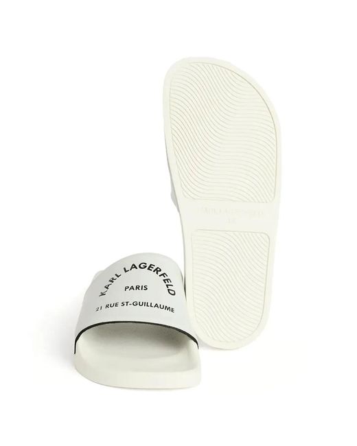 Karl Lagerfeld White Kondo 2.0 Logo-Print Slides