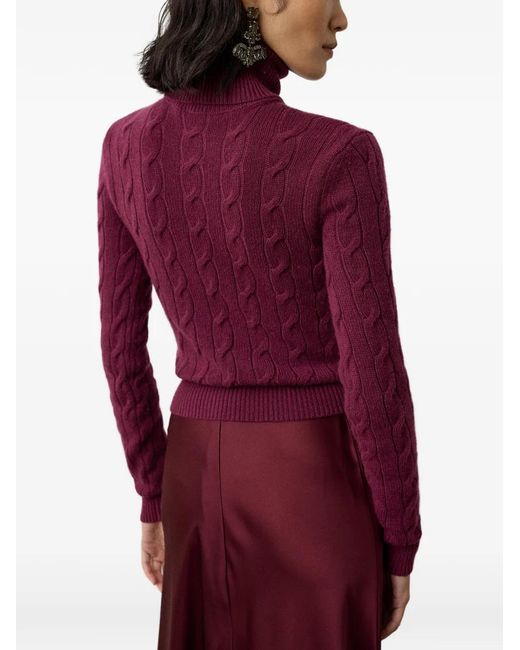 Ralph Lauren Red Cable-Knit Turtleneck Sweater
