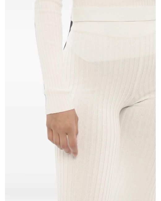 ANDREADAMO White Ribbed-Knit Flared Trousers
