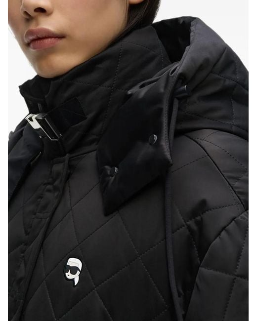 Karl Lagerfeld Black Ikon Quilted Puffer Jacket