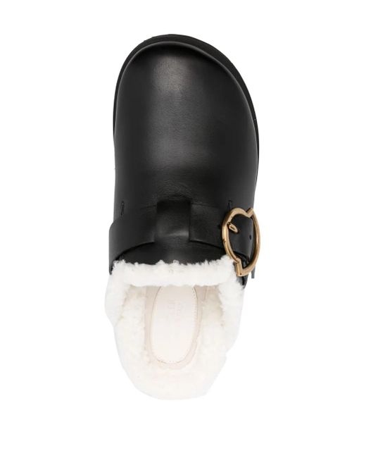 Moncler Black Bell Leather Mules