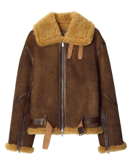 Burberry Brown Shearling Aviator Jacket for men