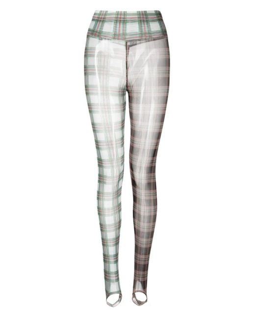 Chopova Lowena Gray Check-pattern Semi-sheer leggings