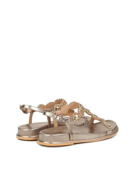 Alma En Pena. Natural Crystal-Embellished Flat Sandals
