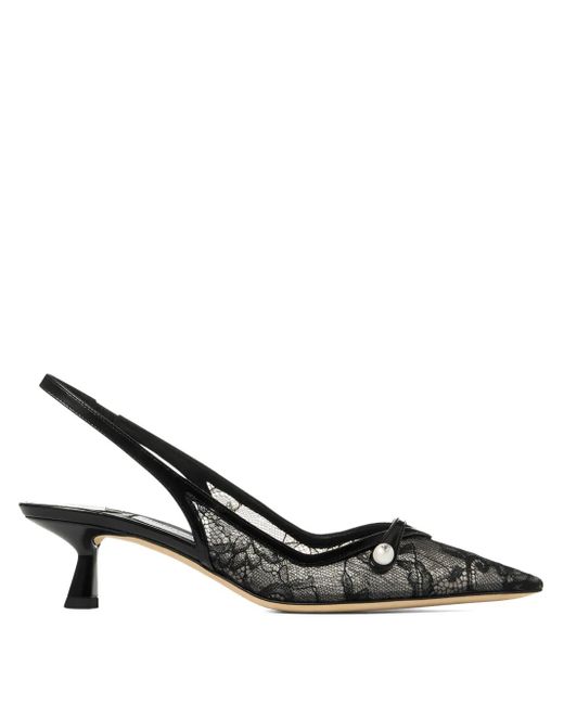 Jimmy Choo 45 Mm Amita Pumps Verfraaid Met Kant in het Black