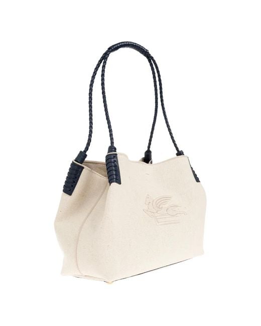 Etro Natural Medium Canvas Libra Tote Bag
