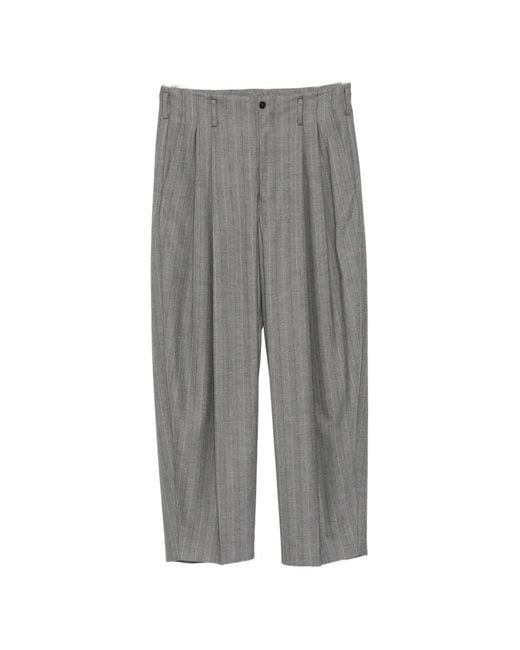 Hed Mayner Gray Pinstriped Trousers for men