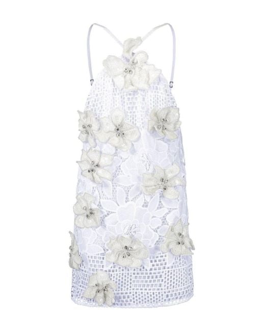 Vestido corto con apliques florales PATBO de color White