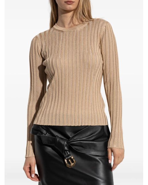Versace Natural Ribbed Long-Sleeve Top