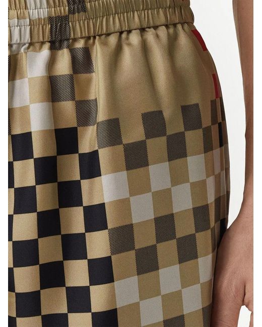 Burberry Natural Pixel Check Silk Shorts for men