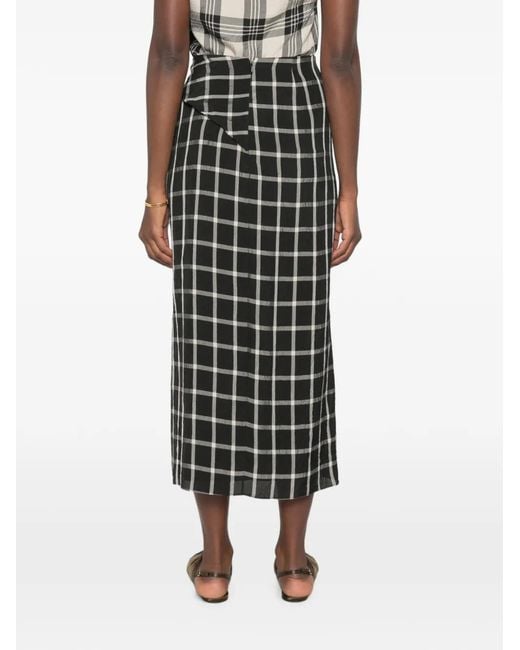 Erdem Black Check-Pattern Midi Skirt