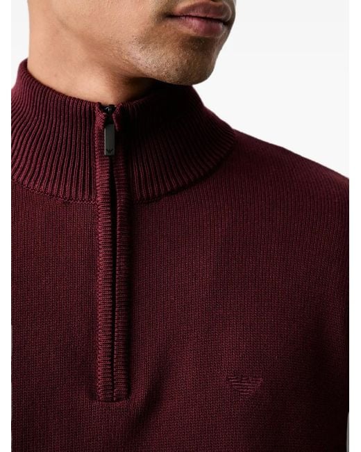 Emporio Armani Half-Zip Logo-Embroidered Sweater for men