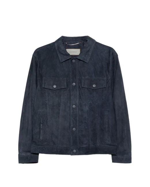 Canali Blue Veste Boutonnée À Poches for men