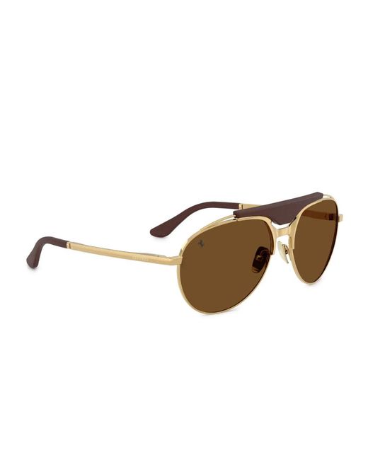 Ferrari Brown Pilot-Frame Sunglasses for men