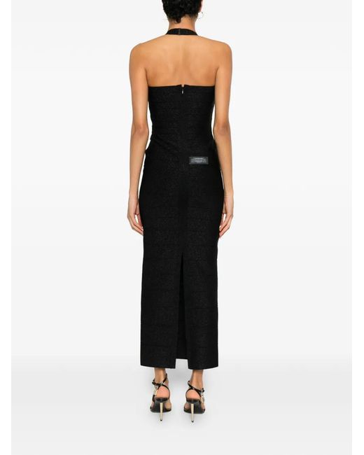 Hervé Léger Black Maxine Gown Midi Dress