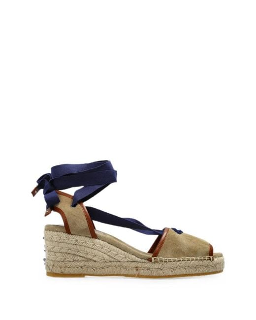 Versace Blue Lola Wedge Sandals