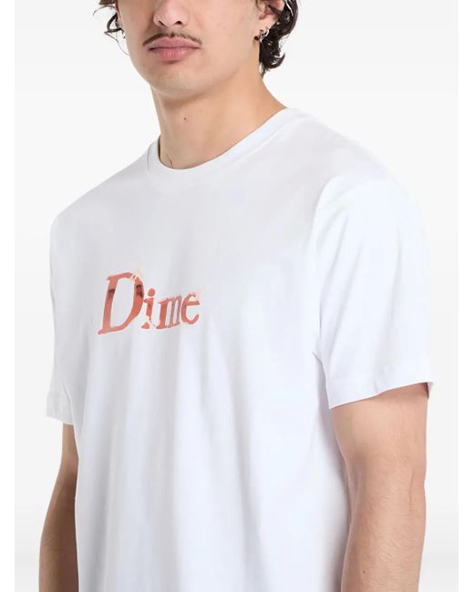 Dime White Logo-Print T-Shirt