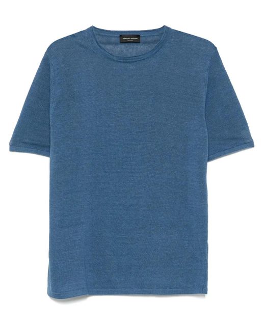 メンズ Roberto Collina リネン Tシャツ Blue