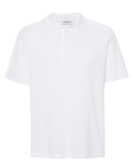 Lanvin White Short-Sleeve Cotton Polo Shirt for men